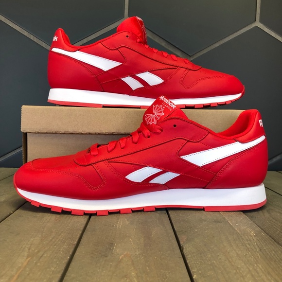 red reebok classic leather